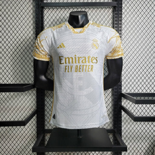 CAMISA REAL MADRID EDIÇÃO LIMITADA OURO 24/25 HOMEM (VERSÃO DE JOGADOR) 