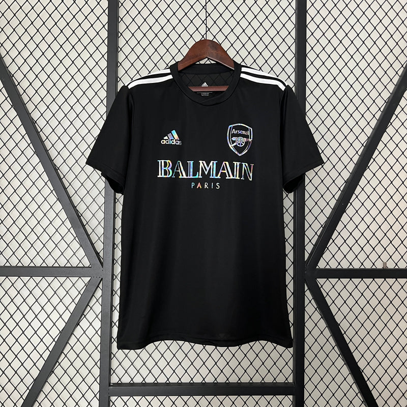 ARSENAL EDIÇÃO LIMITADA BALMAIN PARIS PRETA 24/25 CAMISETA MASCULINA 