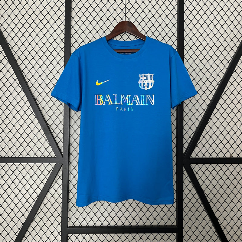 T-SHIRT BARCELONA EDIÇÃO LIMITADA BALMAIN PARIS AZUL 24/25 HOMENS 