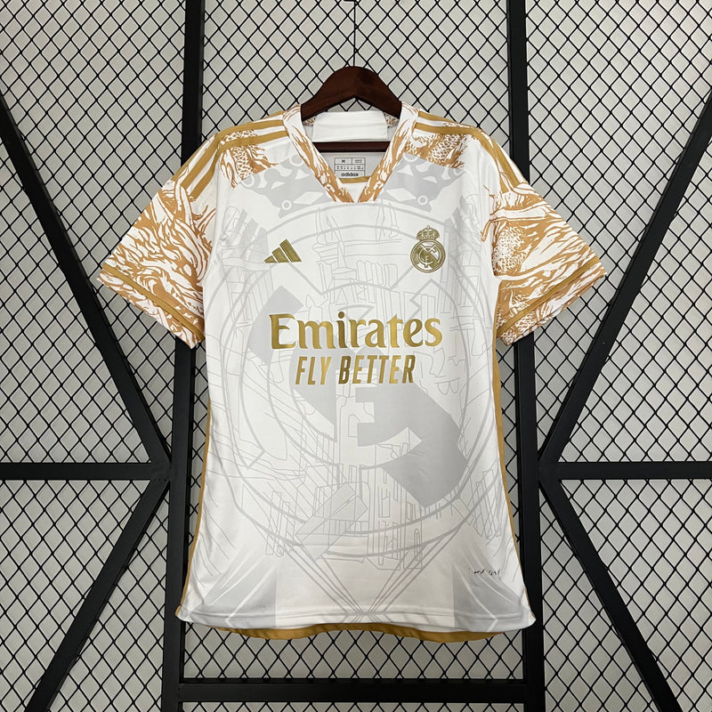 T-SHIRT HOMEM REAL MADRID EDIÇÃO LIMITADA OURO 24/25 